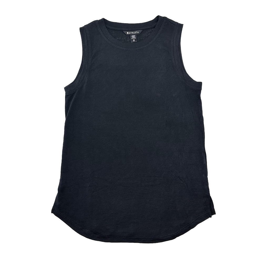ATHLETA Crew Neck Workout Tank Top • XS •‎ black • minimalist athleisure casual